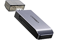 Карт-ридер UGREEN CM180-50541; USB-А 3.0 to TF/SD/CF/MS, алюминиевый корпус, Space Gray