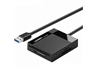 Карт-ридер UGREEN CR125-30333; USB 3.0 to TF/SD/MS/CF3.0; с кабелем 50см, Space Gray