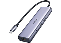 Док-станция UGREEN CM512-90568; USB-C to USB-A 3.0 + HDMI (4K@30Hz) + RJ45 Gigabit +SD/TF + PD (100W)