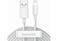 Кабель Baseus Simple Wisdom Data Cable USB to Lightning USB 2.4A 2шт/упак 1.5m White (TZCALZJ-02)