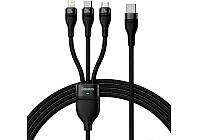 Кабель Baseus CASS030201 Flash Series Ⅱ 3 в 1 Type-C to Micro USB+Lightning+Type-C 100W 1.5m Black