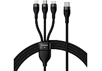 Кабель Baseus CASS030201 Flash Series Ⅱ 3 в 1 Type-C to Micro USB+Lightning+Type-C 100W 1.5m Black