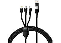 Кабель Baseus CASS030101 Flash Series Ⅱ 3 в 1 Charging Cable U+C to M+L+C 100W 1.2m Black