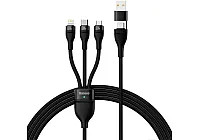 Кабель Baseus CASS030101 Flash Series Ⅱ 3 в 1 Charging Cable U+C to M+L+C 100W 1.2m Black