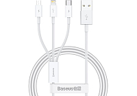 Кабель Baseus P10320105221-00 Superior Series Fast Charging Data Cable USB to M+L+C 3.5A 1m Stellar White