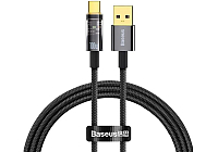 Кабель Baseus Explorer Series Auto Power-Off Fast Charging Data Cable USB to Type-C 100W 1m Black (CATS000201)