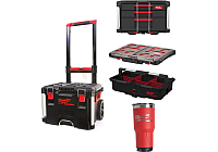 Набор для хранения инструментов Milwaukee Trolley Box+2+1 Drawer Tool Box+Slim Organiser+Tool Tray-Tumbler 887ml Red (A010MLW)