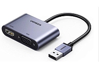 Переходник UGREEN USB 3.0 to HDMI+VGA Card 1080P CM449 (Gray) 20518