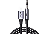 Кабель UGREEN CM450-20192; Type-C (M) to AUX 3.5mm (M); аналоговый цифровой звук; в нейлоновой оплётке; Black