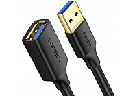 Кабель UGREEN US129-30125 USB-A 3.0 (M) to USB-A 3.0 (F), 0,5m, силиконовый, Black